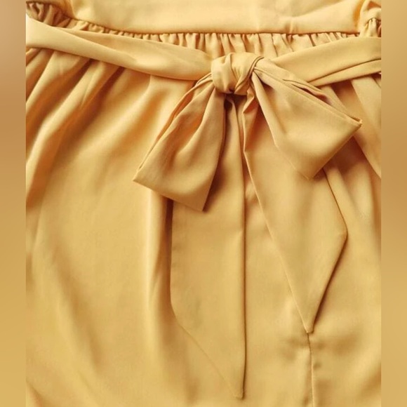 NWOT Yellow Twist Shoulder Belted Sexy Split Thigh Joyfunear Dress XL - Picture 7 of 14